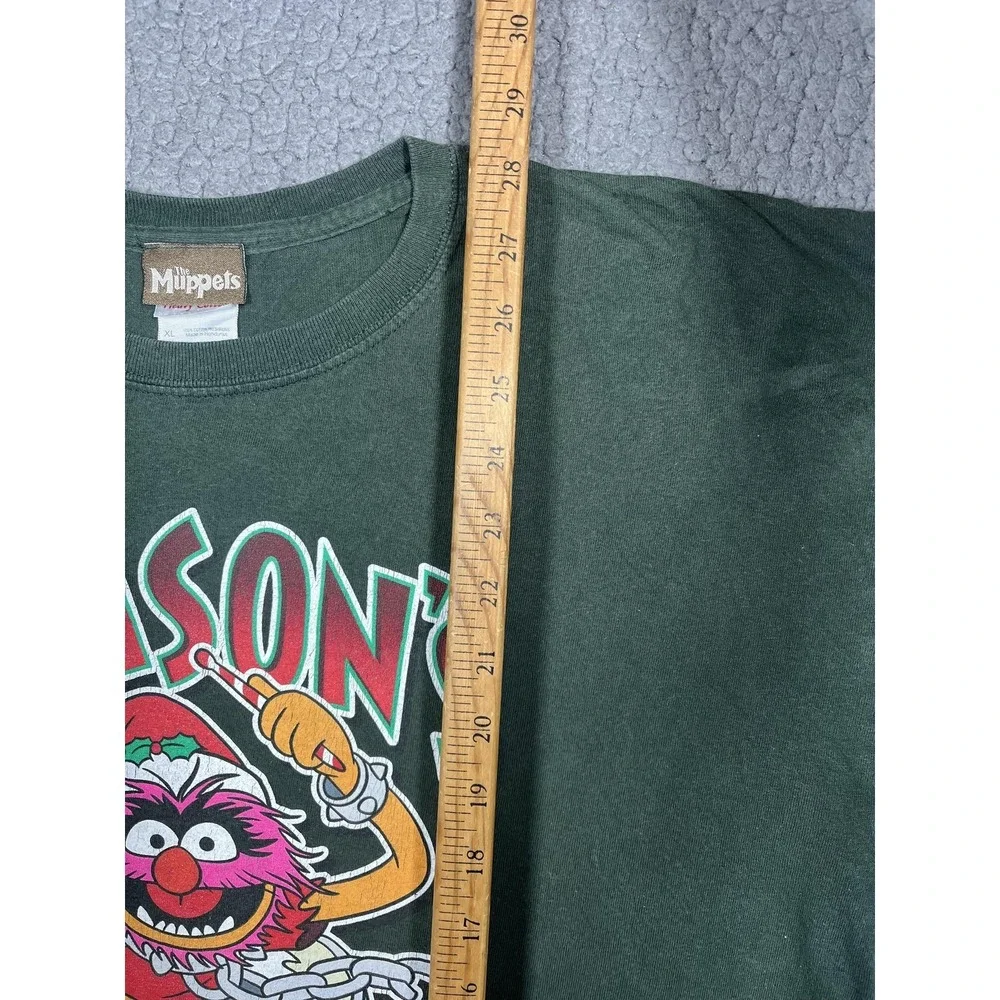 VTG The Muppets Animal Shirt‎ Mens XL Green Christmas Season's Beatings Graphic